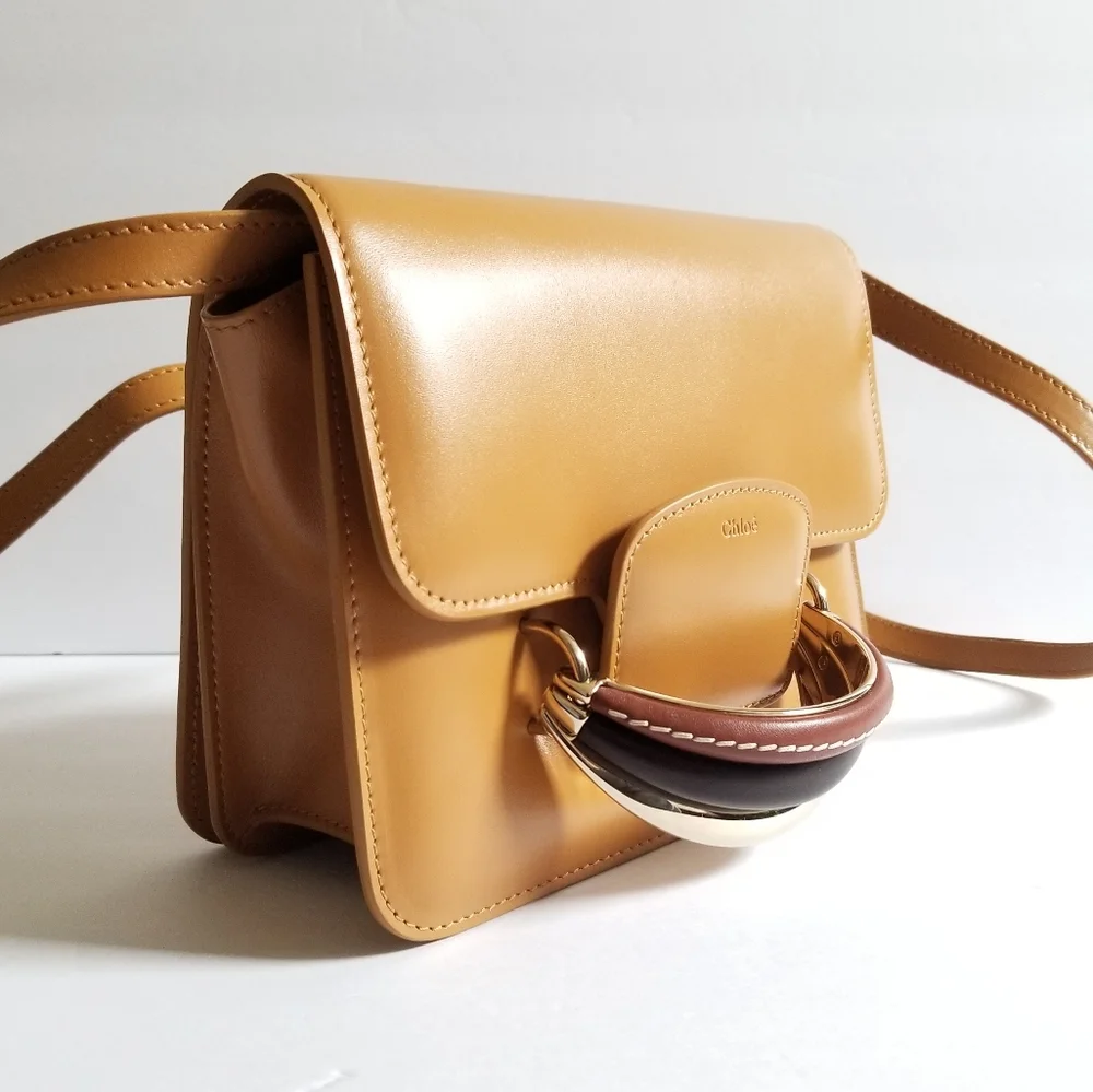 Chloé Kattie Leather Crossbody Clutch Bag Camel Brown - Picture 5 of 13